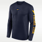 Playera de manga larga universitaria Nike Dri-FIT para hombre West Virginia Primetime Stack Legend