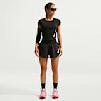 Playera de correr de manga tipo casquillo Dri-FIT para mujer Nike Tempo Swoosh