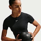 Playera de manga corta Dri-FIT de jacquard cropped para mujer Nike Pro