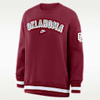 Sudadera de cuello redondo sin cierre oversized universitaria Nike Oklahoma Legacy Phoenix para mujer
