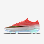 Tacos de futbol para terreno firme de corte low personalizados Nike Mercurial Vapor 17 Elite by Davo Salazar - Carmesí brillante/Blanco