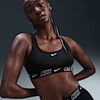 Playera bikini de espalda deportiva para mujer Nike Swim Fusion Logo Tape