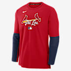 Chamarra sin cierre Nike Dri-FIT de la MLB para hombre St. Louis Cardinals Authentic Collection City Connect Player - Rojo
