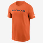 Denver Broncos Primetime Wordmark Essential Men's Nike NFL T-Shirt - Orange