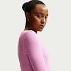 Playera de manga larga de tela de canalé ajustada para mujer Nike Sportswear