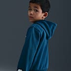 Conjunto de sudadera con gorro sin cierre y joggers de tejido Fleece para niños talla pequeña Nike