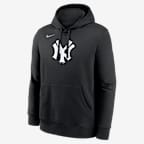 New York Yankees Club Men's Nike MLB Pullover Hoodie - Black