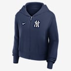 Sudadera con gorro Nike de la MLB con cierre completo para mujer New York Yankees