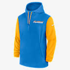 Los Angeles Chargers Sideline Pre-Game Player Men's Nike NFL 1/2-Zip Hooded Jacket