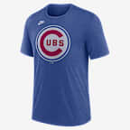 Chicago Cubs Cooperstown Logo Men's Nike MLB T-Shirt - Blue Heather