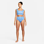 Top cropped de natación reversible para mujer Nike