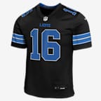 Jersey Nike de la NFL Game para niños talla grande Jared Goff Detroit Lions - Negro