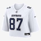 Jake Ferguson Dallas Cowboys Women's Nike NFL Cropped Tundra Game Jersey - White