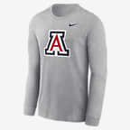 Arizona Wildcats Primary Logo Men's Nike College Long-Sleeve T-Shirt - Dark Grey Heather