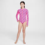 Traje de baño de una pieza de manga larga para niña talla grande Nike Swim