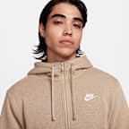 Sudadera con gorro de cierre completo para hombre Nike Sportswear Club Fleece