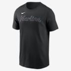 Playera Nike de la MLB para hombre Miami Marlins Fuse Wordmark - Negro