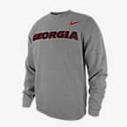 Georgia Club Fleece Men's Nike College Crew-Neck Sweatshirt - Carbon Heather