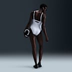 Traje de baño de una pieza con cuello en V para mujer Nike Swim Water Texture