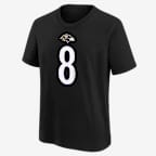 Playera de manga corta para niños talla grande Lamar Jackson Baltimore Ravens - Negro