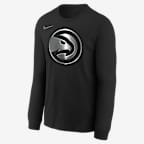 Playera de manga larga Nike de la NBA de corte cuadrado para niños talla grande Atlanta Hawks Courtside - Negro