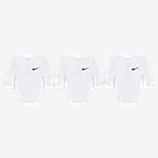 Nike Essentials Baby (0-9M) 3-Pack Long Sleeve Bodysuits