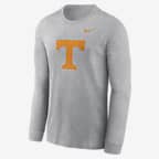 Tennessee Volunteers Primary Logo Men's Nike College Long-Sleeve T-Shirt - Dark Grey Heather