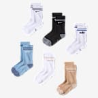 Nike Everyday Kids' Cushioned Crew Socks (6 Pairs) - Multi-Color