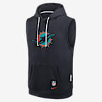 Sudadera con gorro sin cierre sin mangas Nike Dri-FIT de la NFL para hombre Miami Dolphins Rivalries Collection Sideline - Azul marino