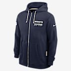 Sudadera con gorro Nike Dri-FIT de la NFL de cierre completo para hombre New England Patriots Utility Player Sideline - Azul marino