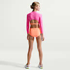 Conjunto de top cropped de manga larga y parte de abajo de cintura alta para niña talla grande Nike Swim Effortless Essential