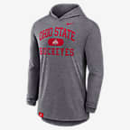 Ohio State Buckeyes Blitz Men's Nike Dri-FIT College Long-Sleeve Hooded T-Shirt - Grey Heather