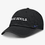 Duke Blue Devils Core Club Mascot Wordmark Men's Nike College Adjustable Hat - Black