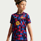 FCバルセロナ リトルキッズ Nike Dri-FIT サッカー プレマッチ トップ - ノーブルレッド/ノーブルレッド/ブラッケンドブルー/ミネラルイエロー