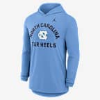 Playera universitaria Nike Dri-FIT con gorro de manga larga para hombre North Carolina Primetime Arch - Azul claro