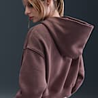 Sudadera con gorro Nike Sportswear oversized cropped Henley de tejido Fleece para mujer Phoenix