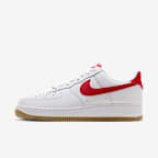 Nike Air Force 1 '07 Men's Shoes - White/Gum Light Brown/Challenge Red