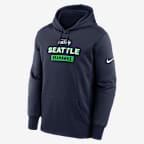 Seattle Seahawks Toss Sweep Men’s Nike Therma NFL Pullover Hoodie - Navy