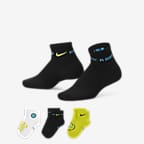 Nike Everyday Big Kids' Lightweight Ankle Socks (3 Pairs) - Multi-Color