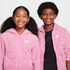 Sudadera con gorro acondicionada para el invierno con cierre completo para niños talla grande Nike Sportswear Club Fleece