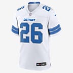 Jersey de fútbol americano Nike de la NFL Game para hombre Jahmyr Gibbs Detroit Lions - Blanco