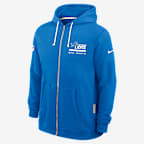 Sudadera con gorro Nike Dri-FIT de la NFL de cierre completo para hombre Detroit Lions Utility Player Sideline - Azul