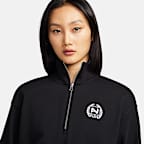 나이키 스포츠웨어 여성 오버사이즈 하프집 크롭 플리스 스웻셔츠