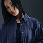 ナイキ スポーツウェア ウィメンズ オーバーサイズド ジャカード ストライプ ボタンダウン シャツ