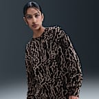 Nike Sportswear Phoenix Fleece Women's Oversized Printed Crew-Neck Sweatshirt - Black/Ironstone/Black