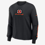 Playera de manga larga de la NFL Nike para mujer Cincinnati Bengals Boxy