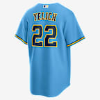 Jersey Nike de la MLB Replica para hombre Christian Yelich Milwaukee Brewers