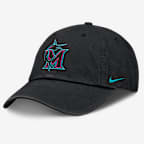 Gorra Nike de la MLB ajustable para hombre Miami Marlins City Connect Club - Negro