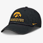 Iowa On-Field Club Gameday Men's Nike College Adjustable Hat - Black