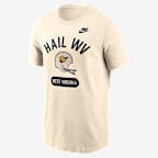 West Virginia Legacy Arch Helmet Men's Nike College T-Shirt - Natural